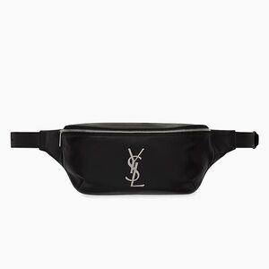 Saint Laurent Black Cassandre Classic Logo Belt Bag
